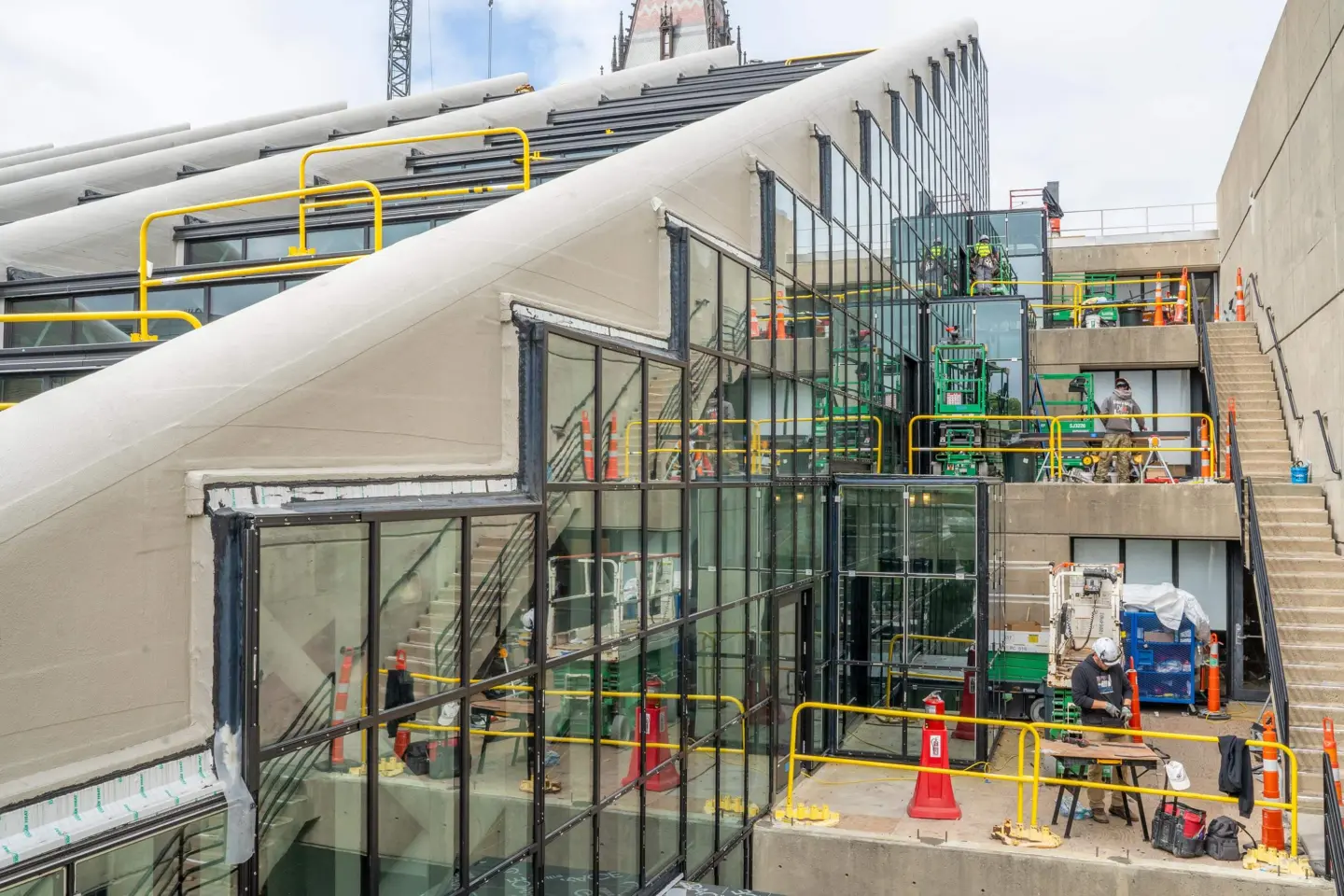 Multilevel roof of building under construction
