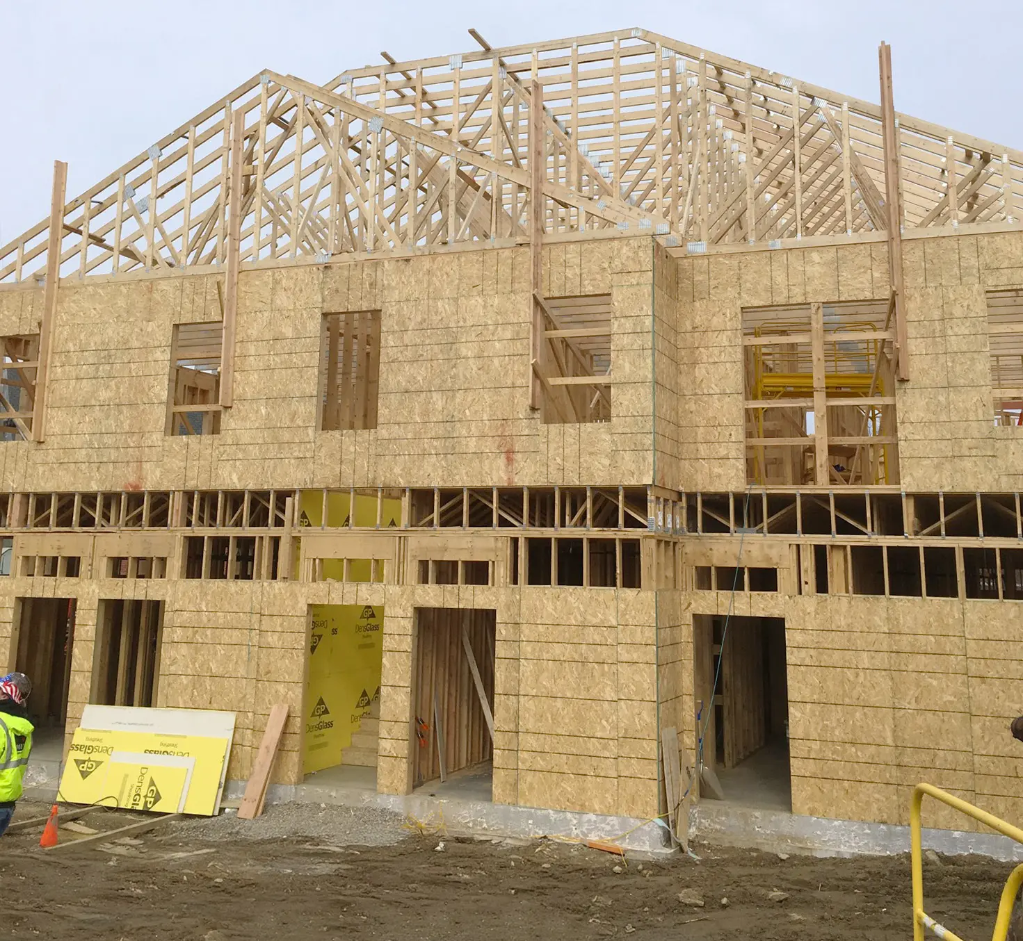 Wood skeleton of building under construction