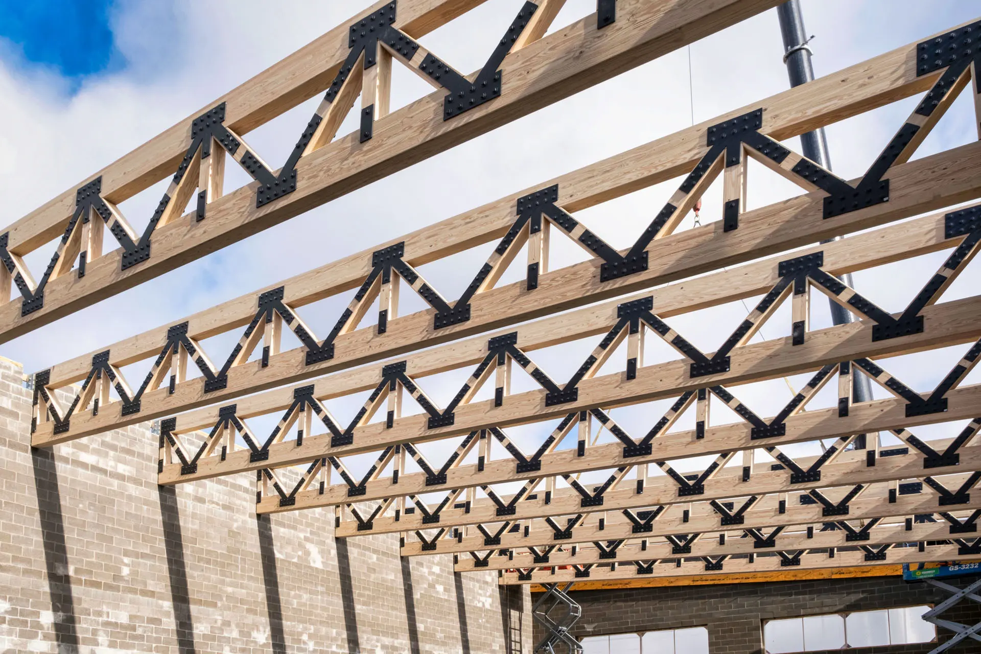 Timber trusses with exposed roof at Eden Park Elementary School