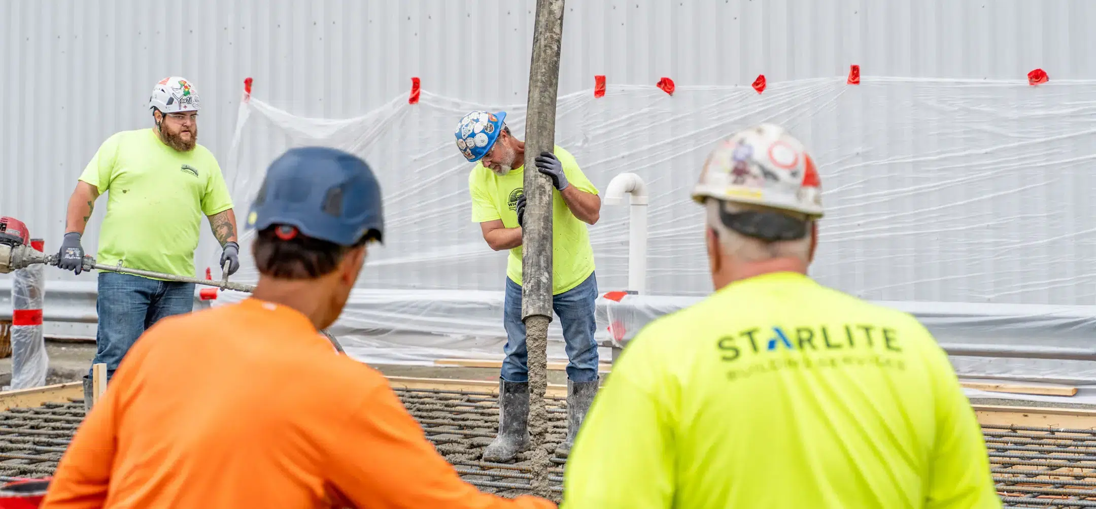 Man pouring concrete