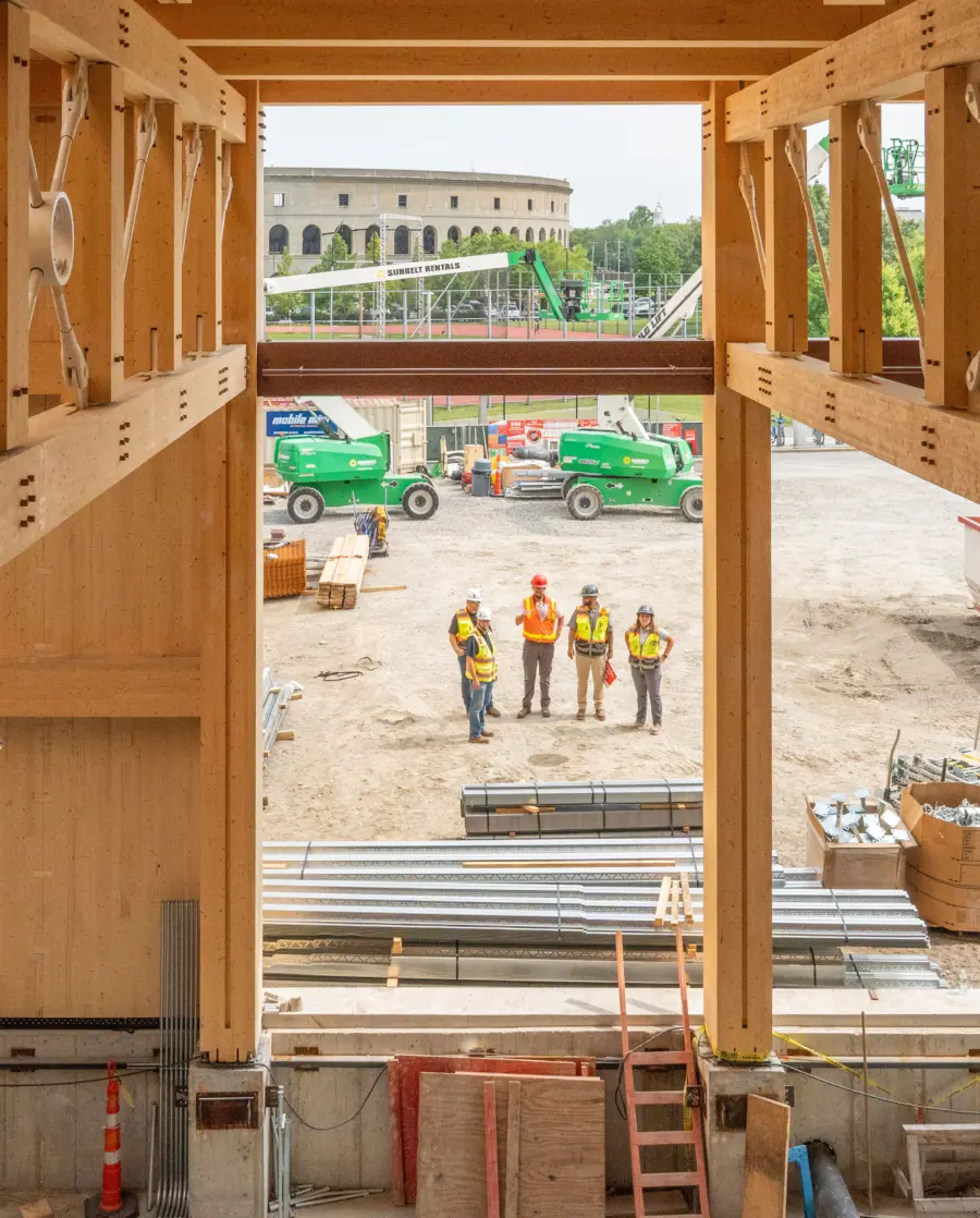 Mass timber building under construction