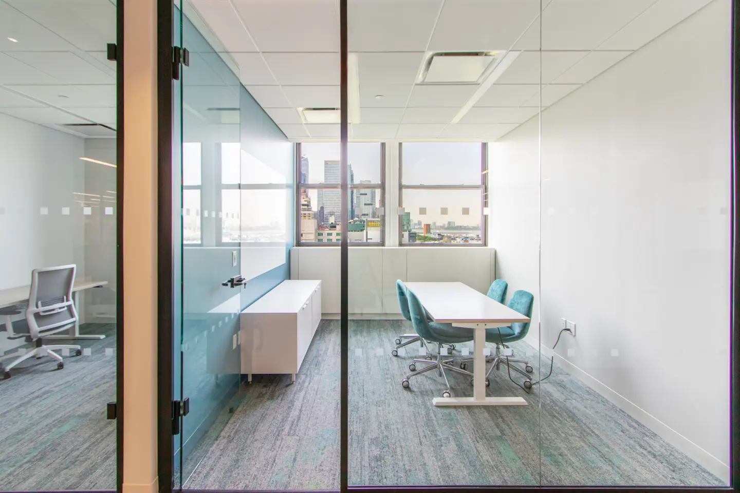 Meeting room with glass walls