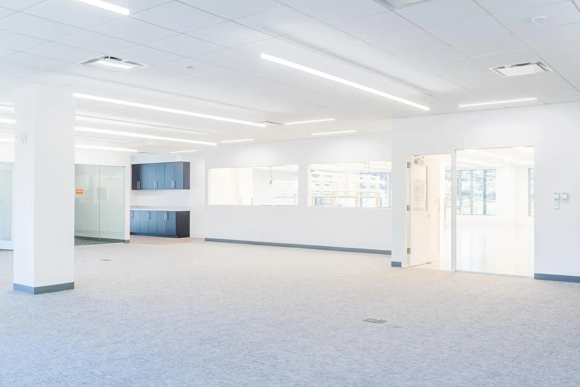 Interior drywall of the Riverside Labs building