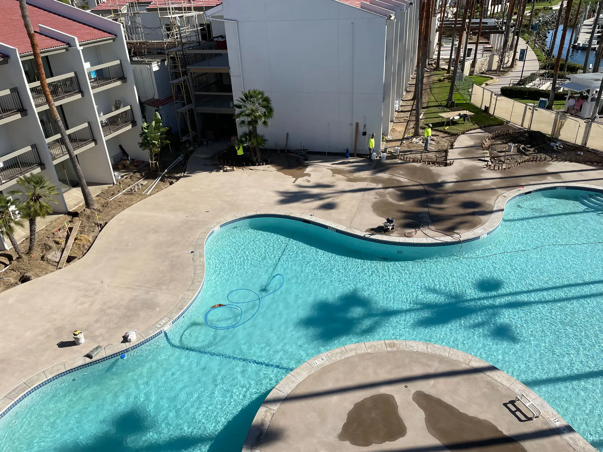 Landscaping near pool under construction