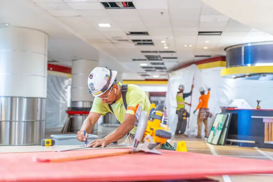 Man drawing on construction site