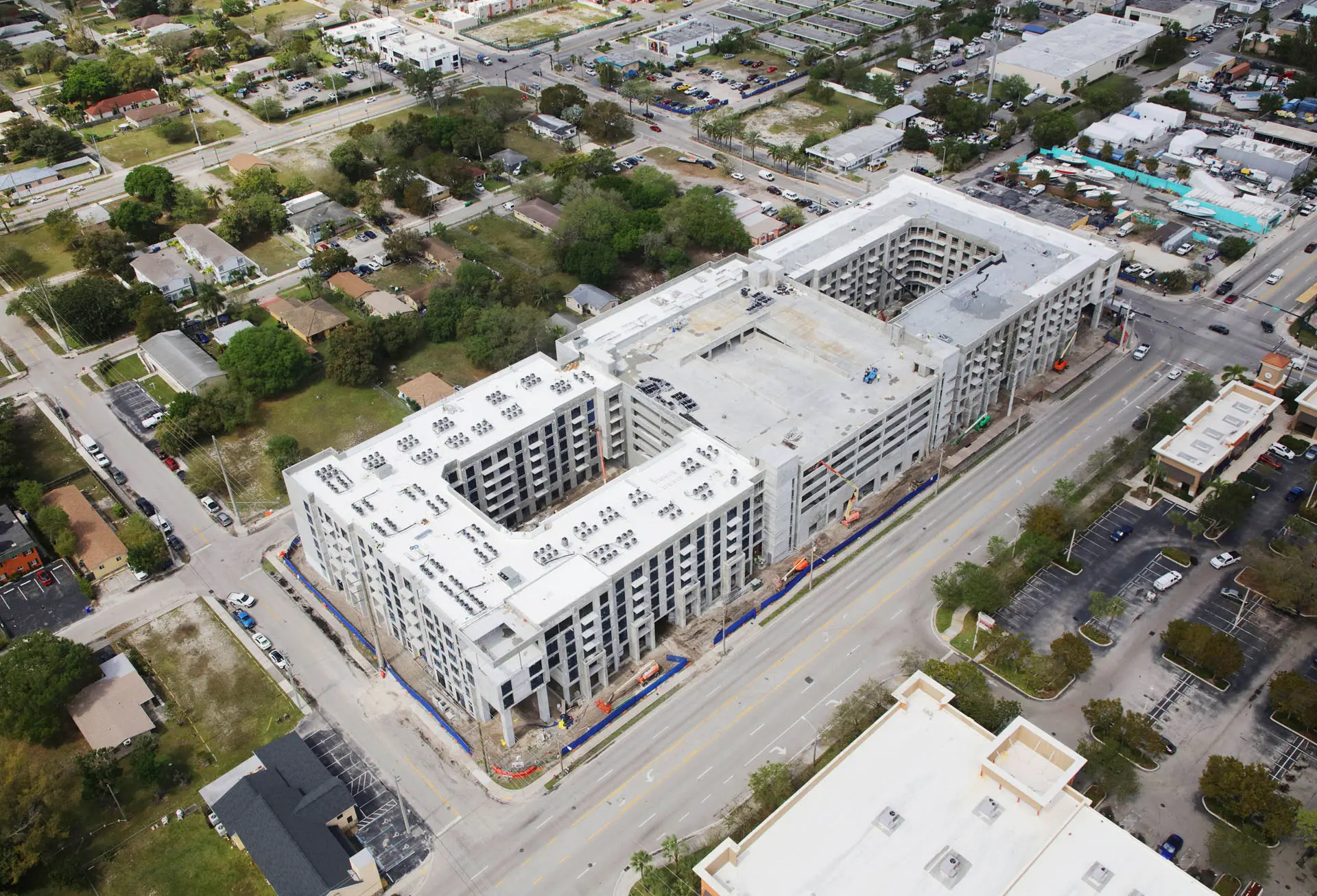 Birds eye view of concrete building