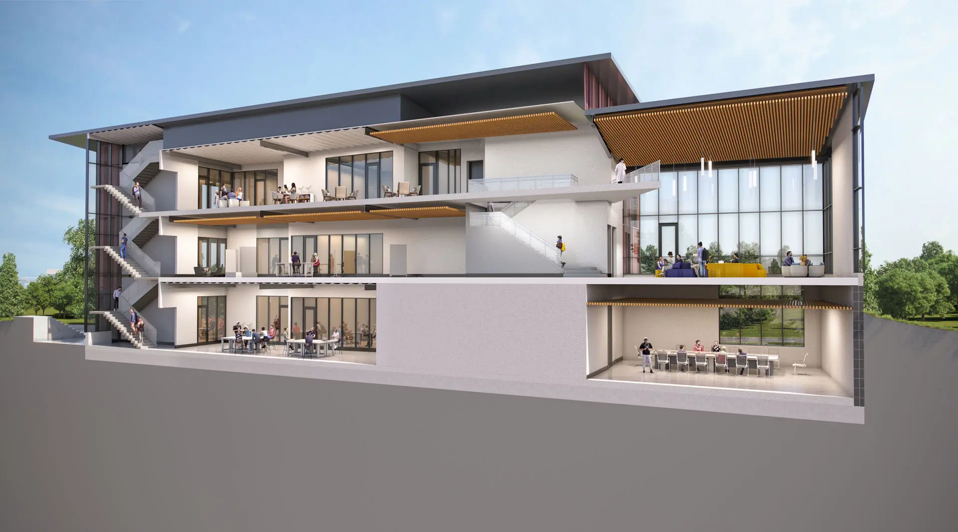 rendering of interior elevation of science lab at Pomfret Academy